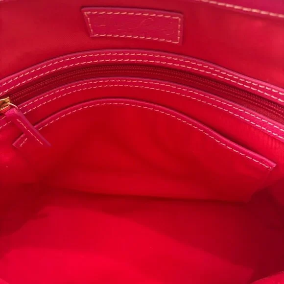Dooney & Bourke Multicolor Logo Canvas Satchel With Pink Leather Trim & Dust Bag - Picture 15 of 16